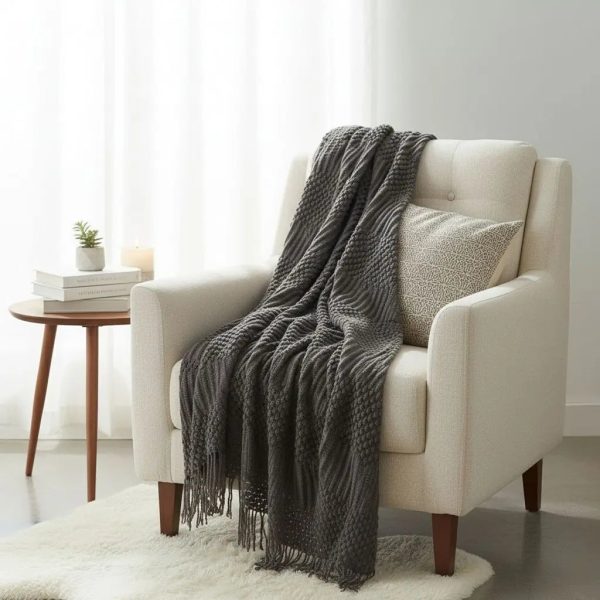 Lena Textured Fringe Throw Blanket Lena Textured Fringe Throw Blanket