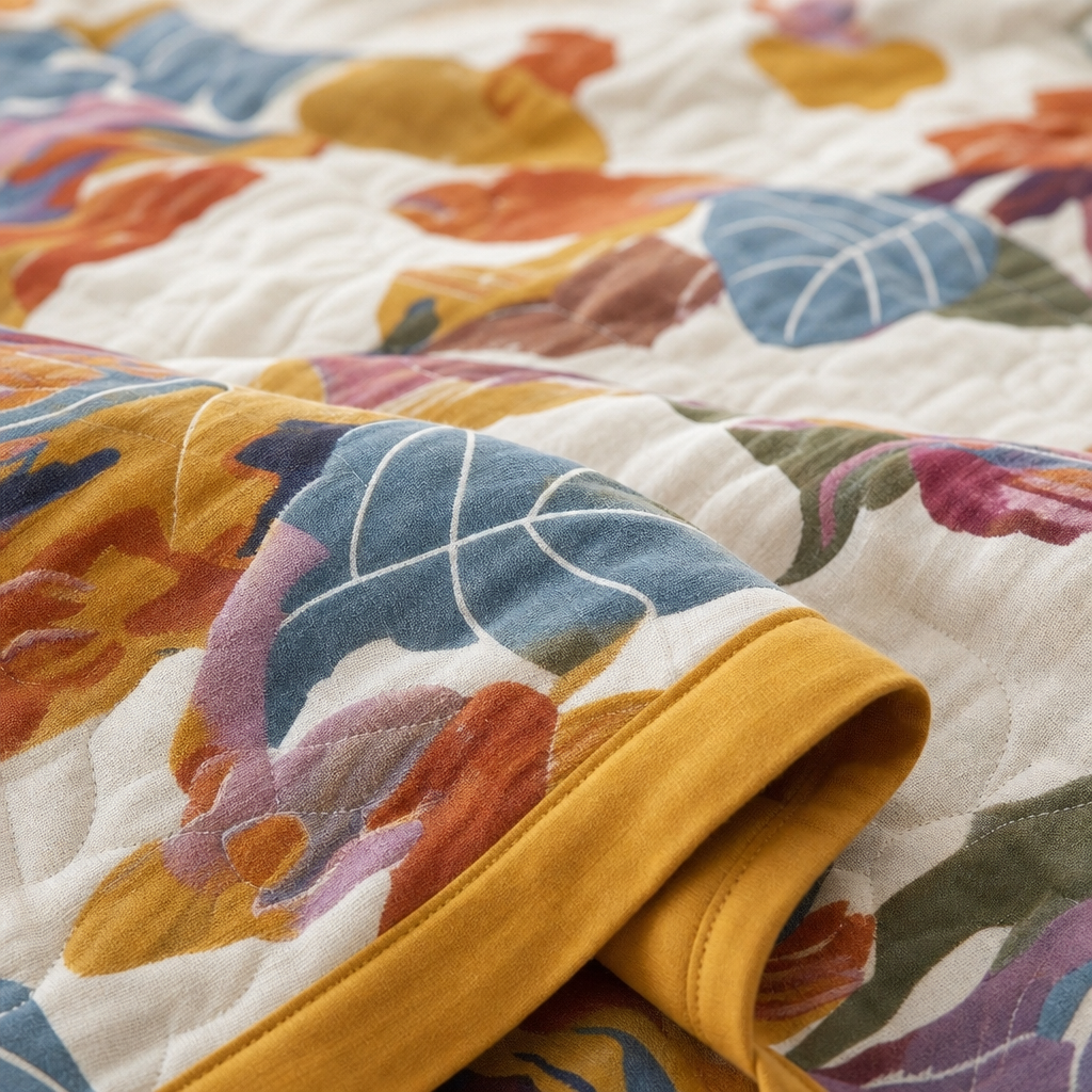 Iris Bloom Multi-layer Cotton Gauze Quilt - Image 4