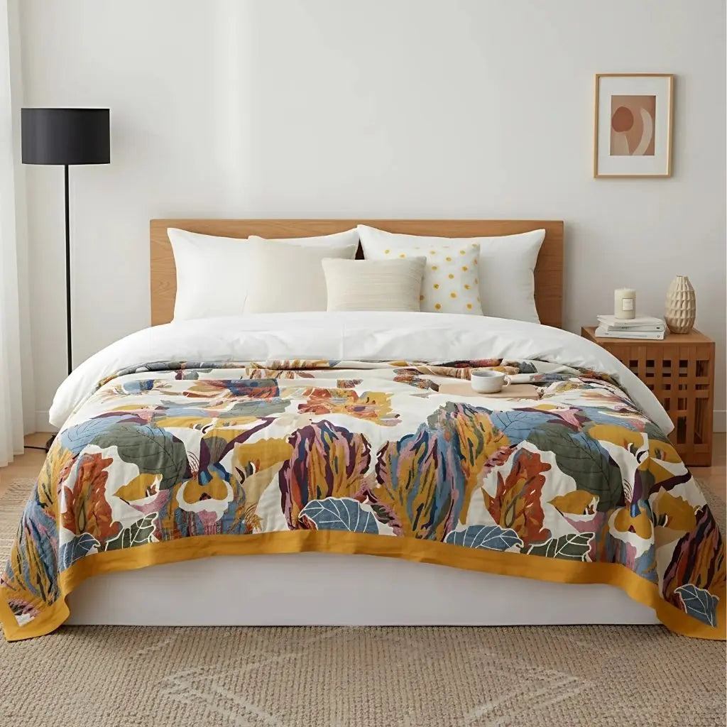 Iris Bloom Multi-layer Cotton Gauze Quilt - Image 5