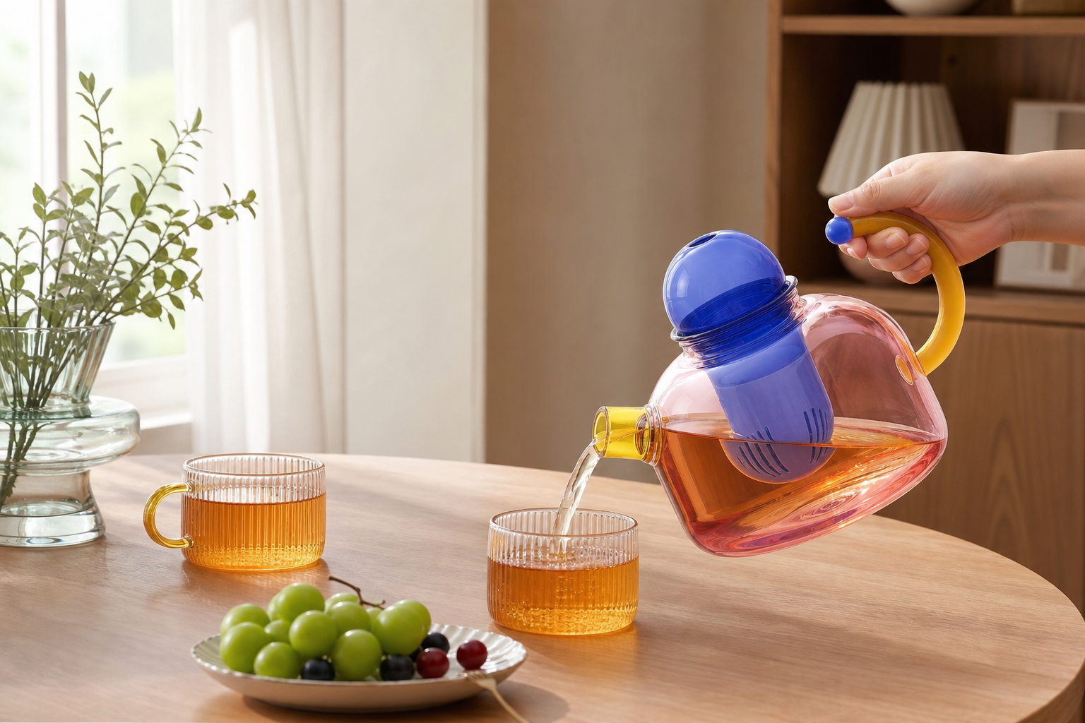 Borosio Prism Contrast Colorful Glass Teapot - Image 3