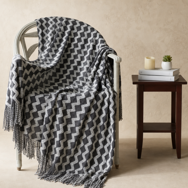 Clara Geometric Chenille Knit Blanket