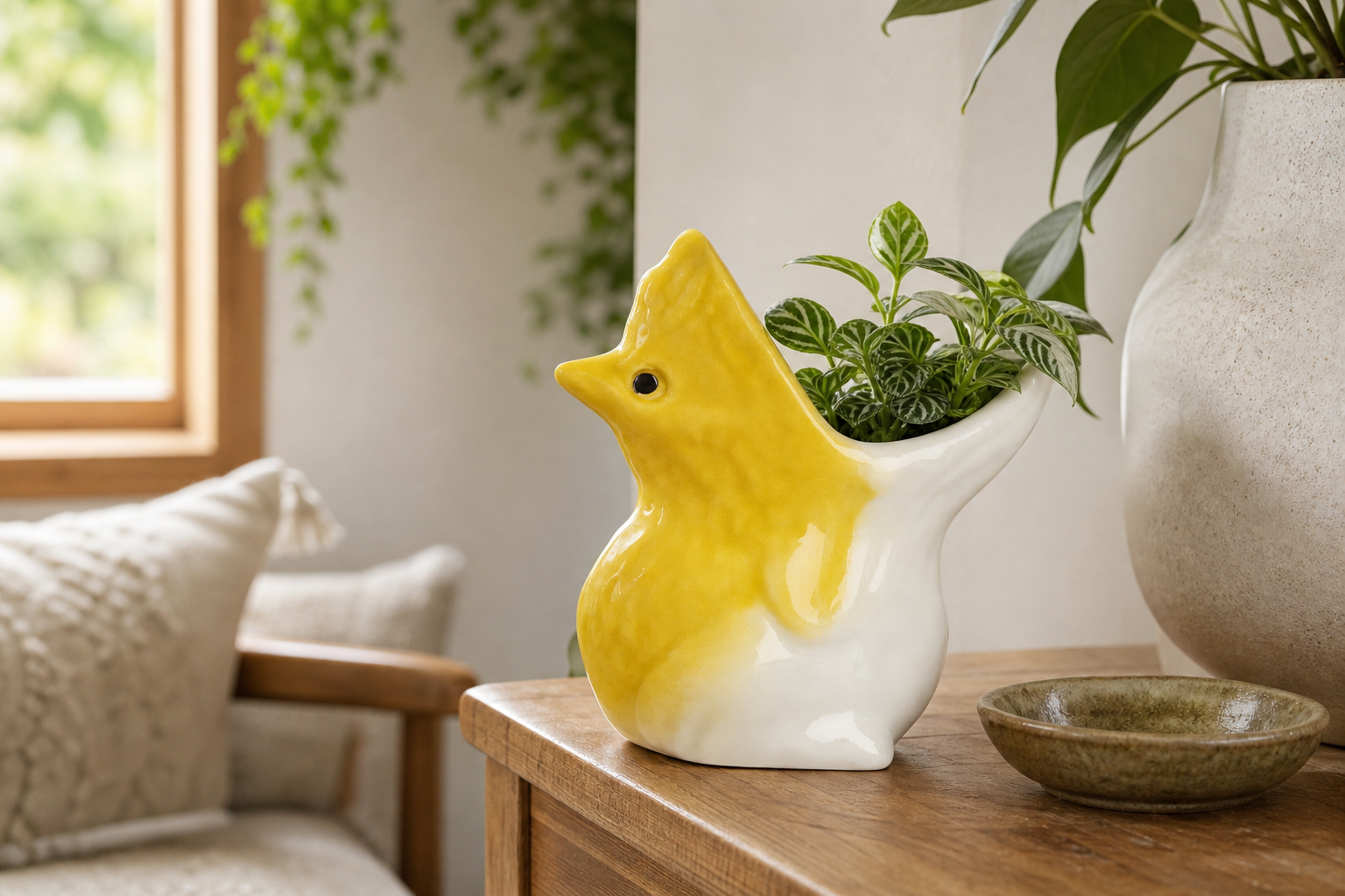 Frondy Ceramic Frog Planter - Image 3