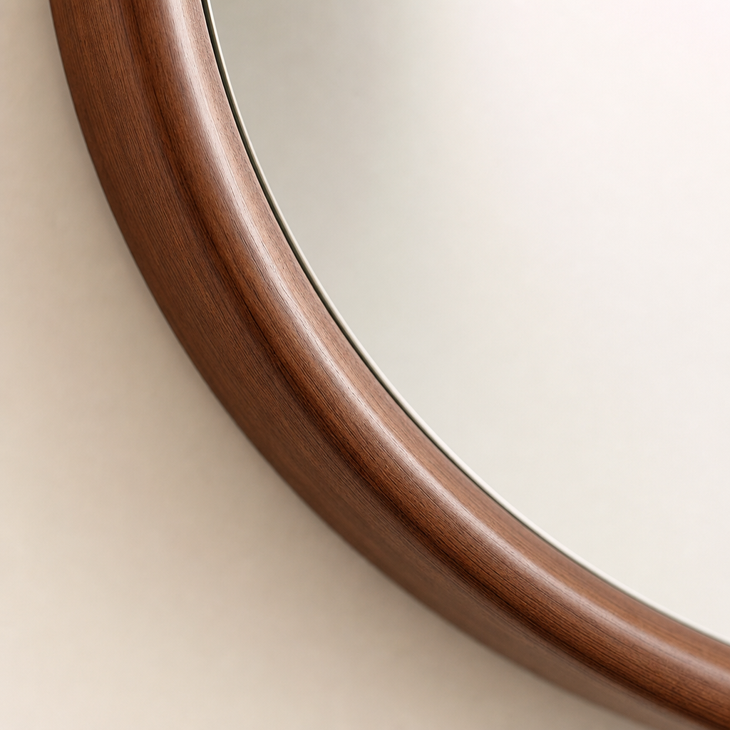 Ethan Round Wall Mirror Solid Walnut Wood Frame - Image 4