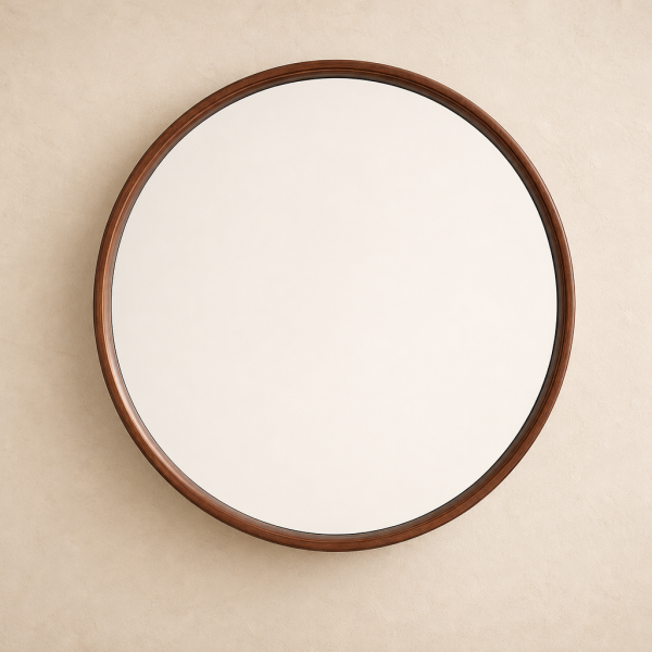 Ethan Round Wall Mirror Solid Walnut Wood Frame