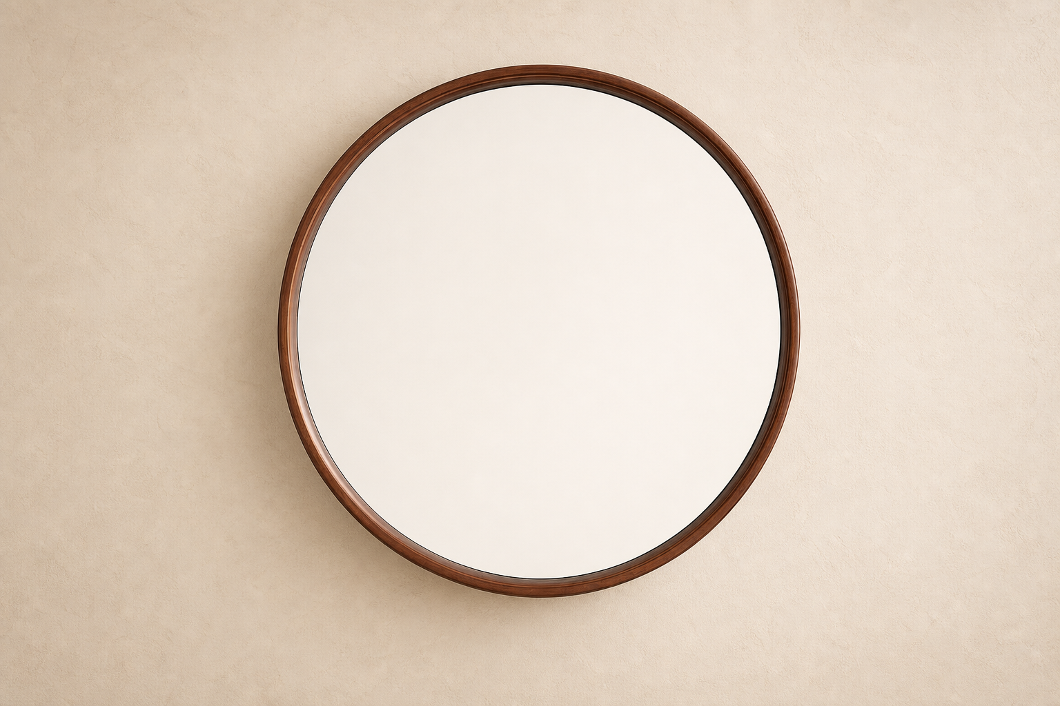 Ethan Round Wall Mirror Solid Walnut Wood Frame