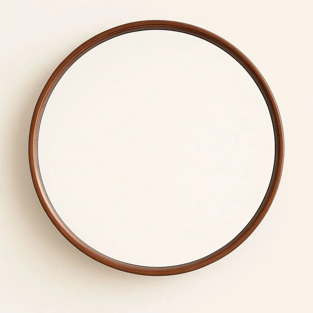 Ethan Round Wall Mirror Solid Walnut Wood Frame - Image 5