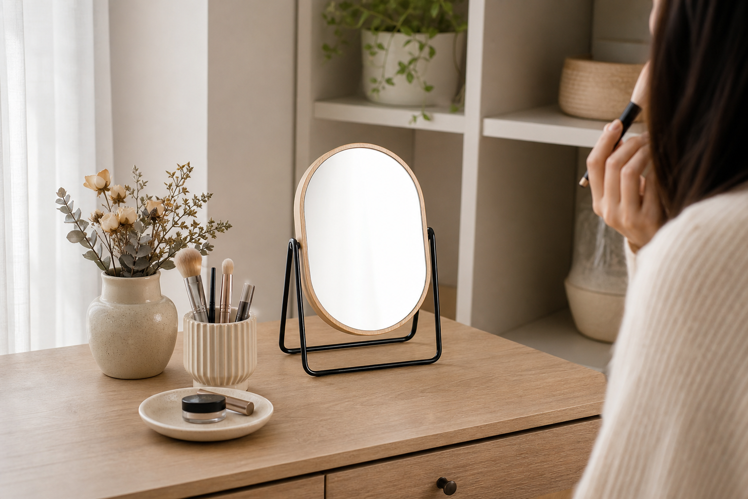 Voss Bamboo Swivel Mirror - Image 3