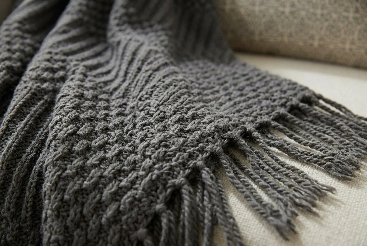 Lena Textured Fringe Throw Blanket - Image 3