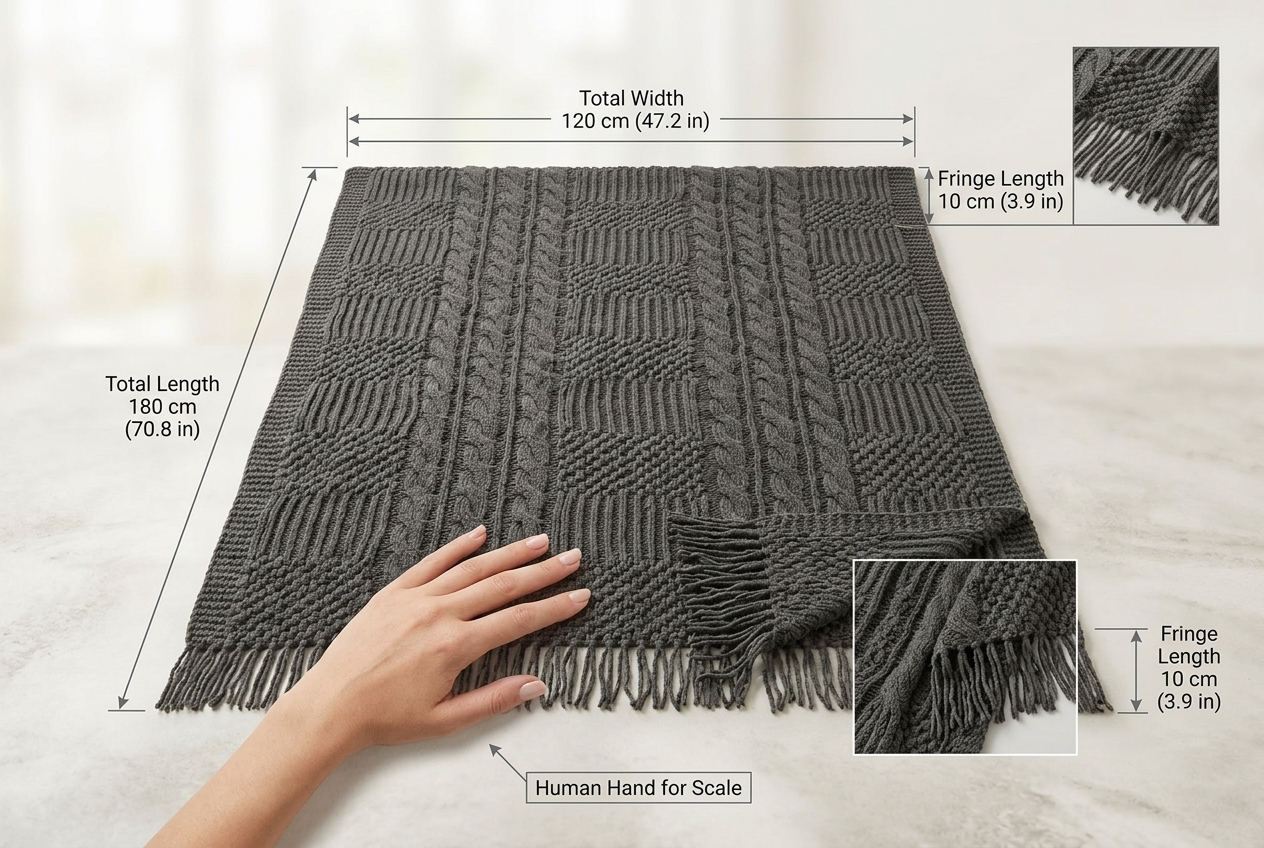 Lena Textured Fringe Throw Blanket - Image 5