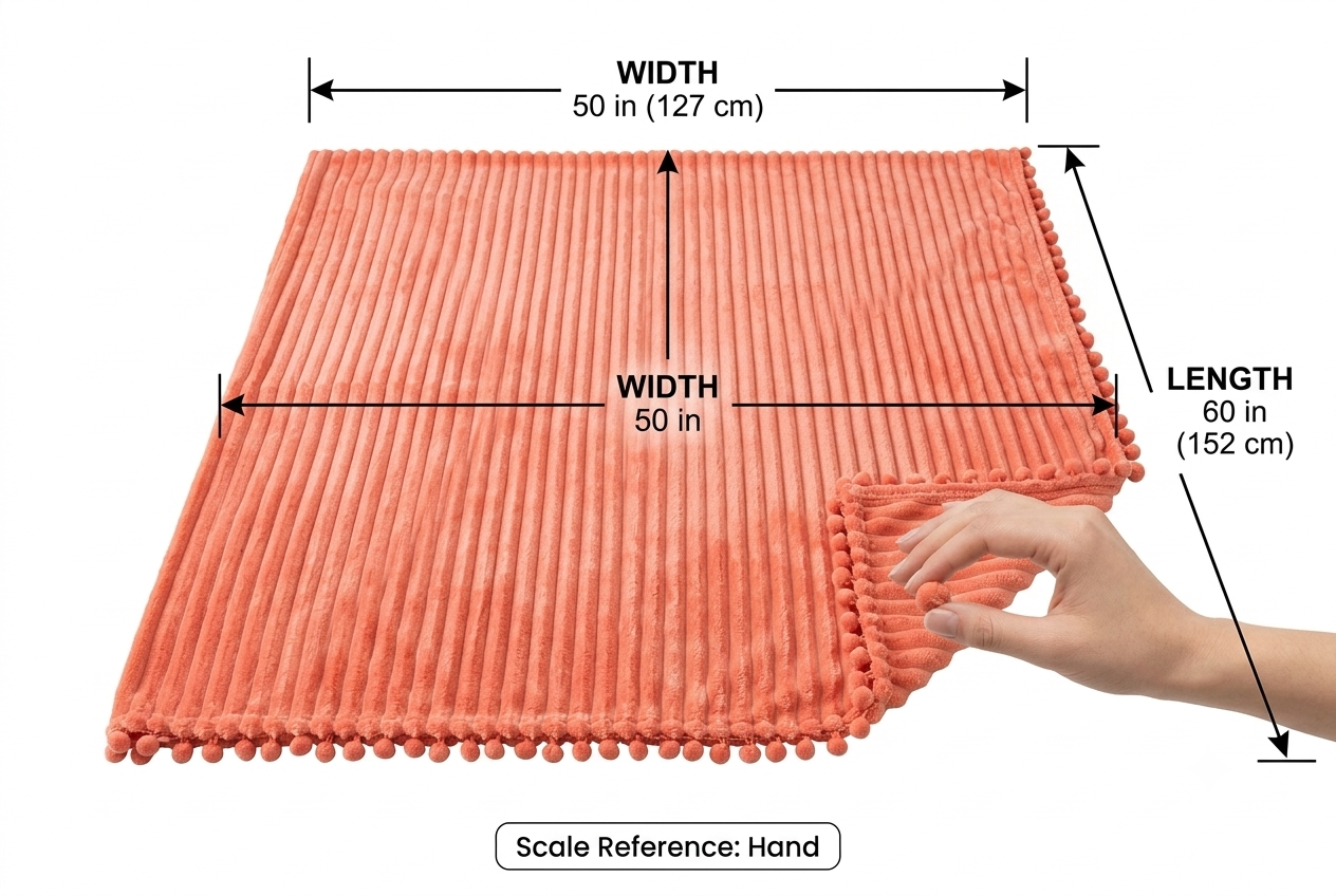 Velvet Pom Fringe Soft Flannel Throw Blanket - Image 5